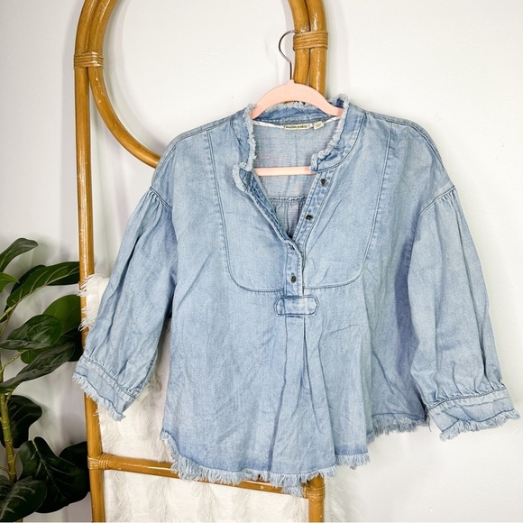 Anthropologie Holding Horses Blue Chambray Blouse sz S - Picture 1 of 7